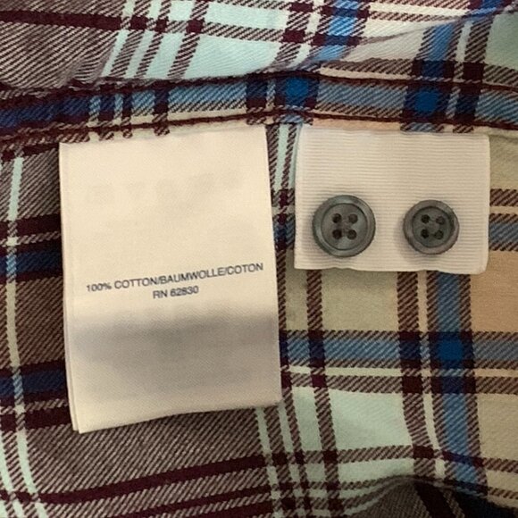 Lands' End Wm Plaid Cotton Flannel Pintuck Button Blouse Sz 6 Roll Tab 210H - Picture 8 of 9